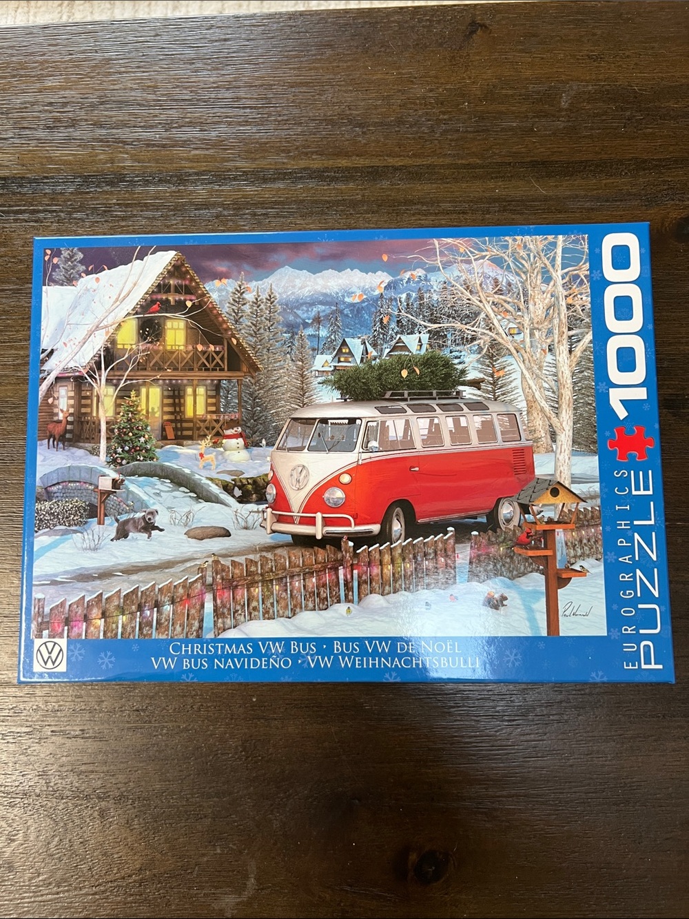 EuroGraphics 1000-Piece Puzzle — Red VW Bus Christmas Scene
